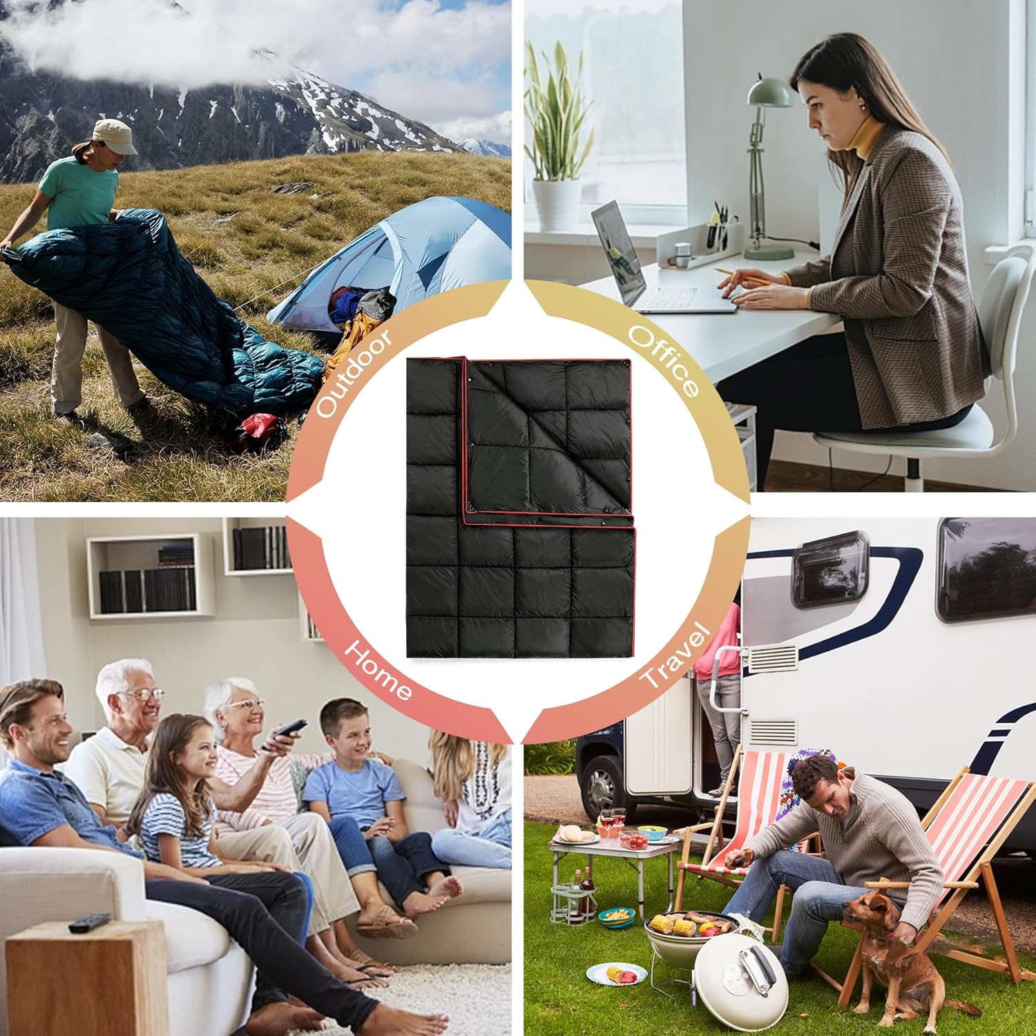 Manta camping impermeable negra