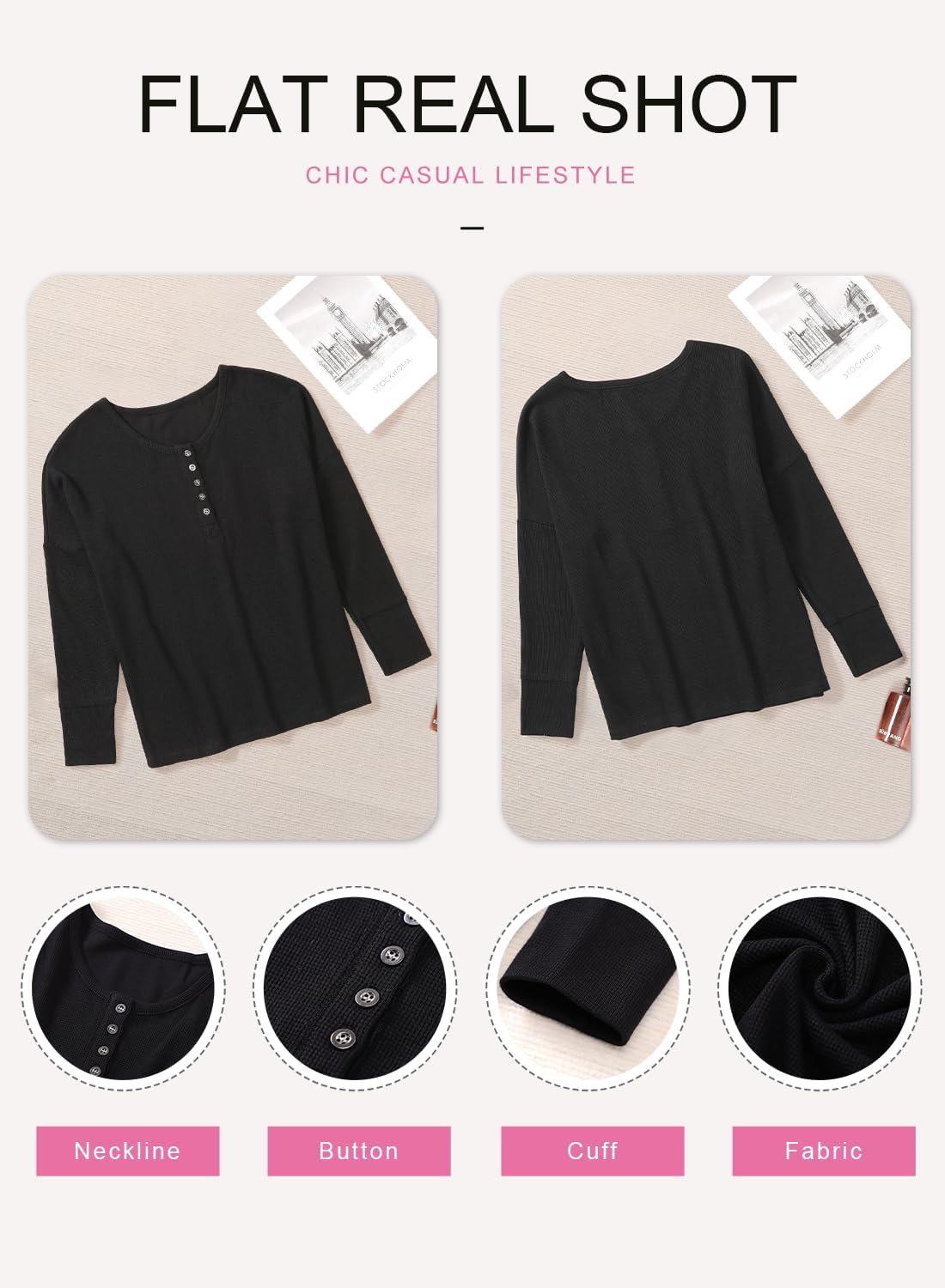 Camiseta básica de manga larga mujer