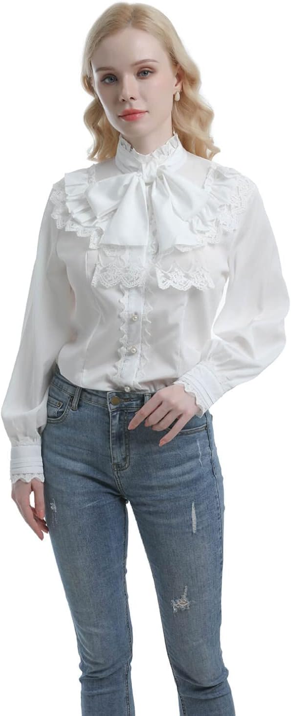 Blusa vintage victoriana con lazo
