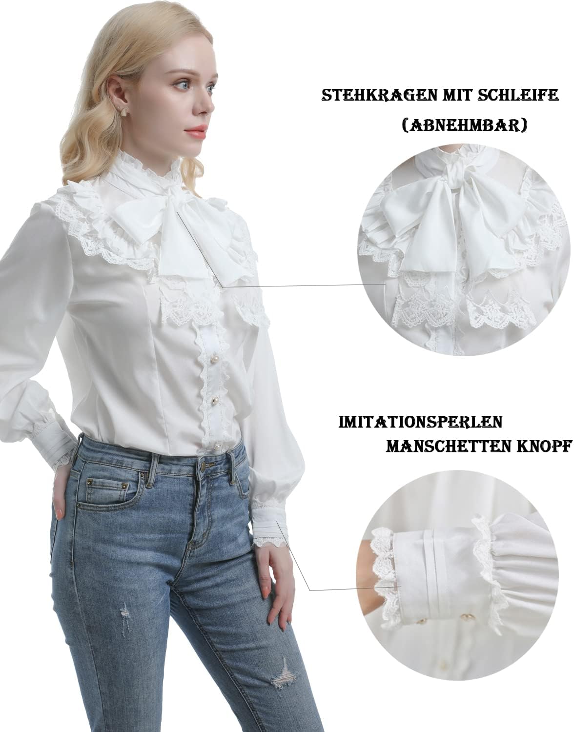 Blusa vintage victoriana con lazo