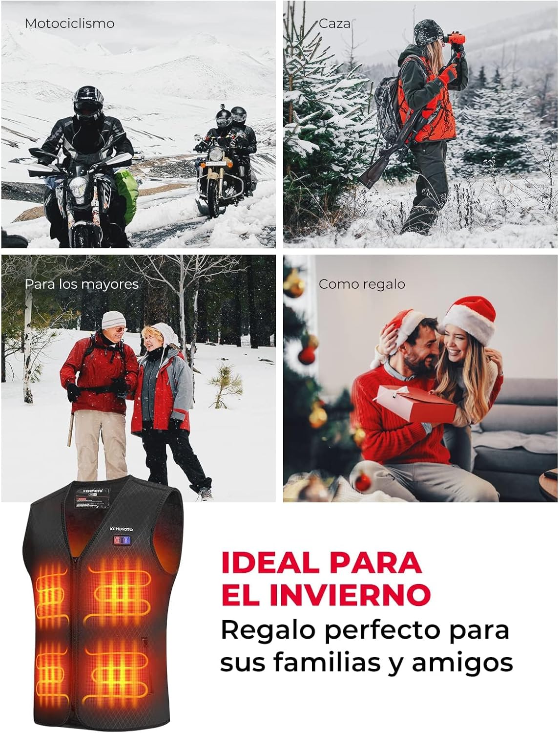 Chaleco Calefactable USB 8 Zonas, 2XL