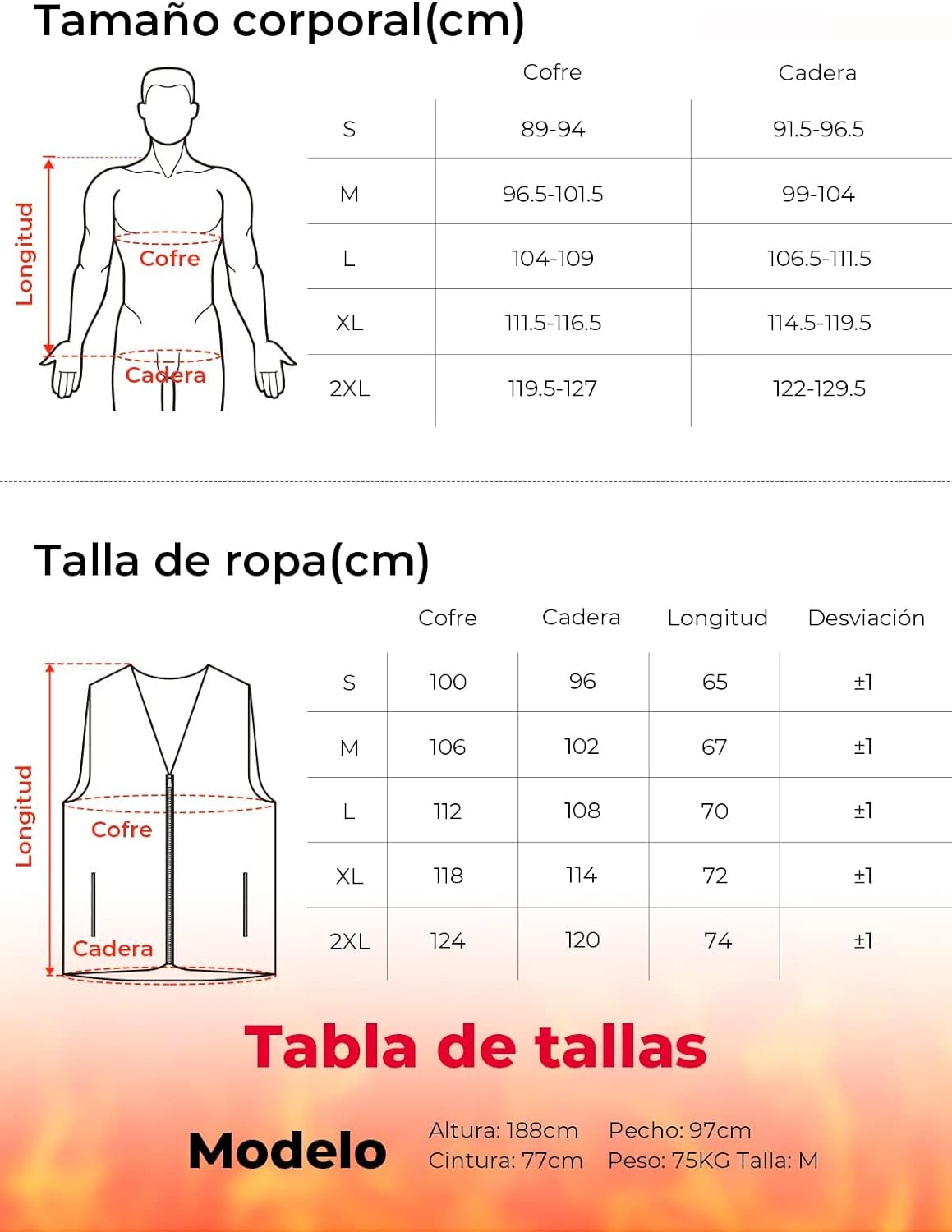 Chaleco Calefactable USB 8 Zonas, 2XL