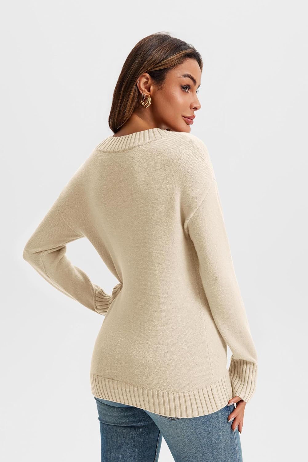 Jersey de invierno mujer cuello V