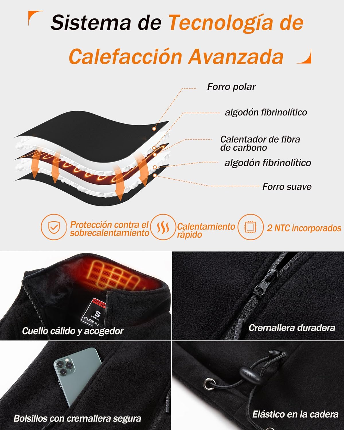 Chaleco Calefactable Mujer 7.4V