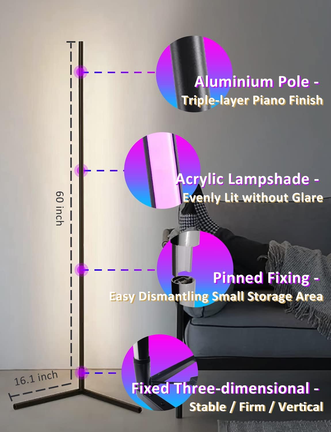 Lámpara de Pie RGB Smart LED