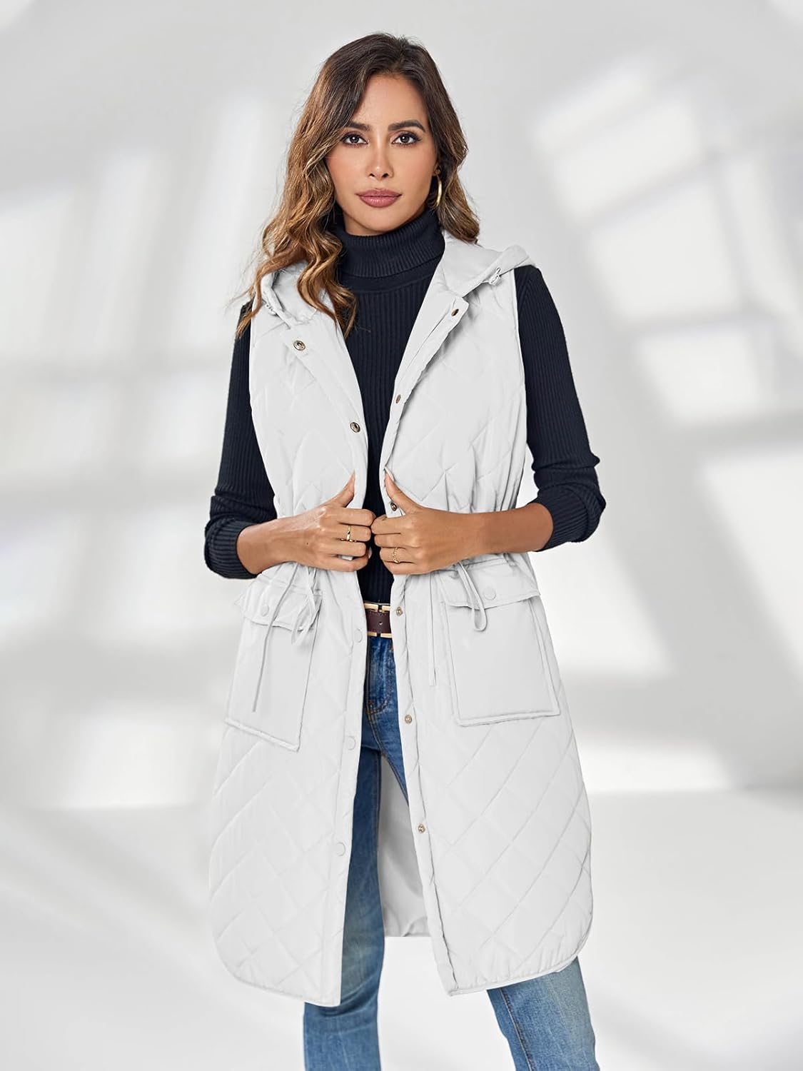 Chaleco largo acolchado mujer