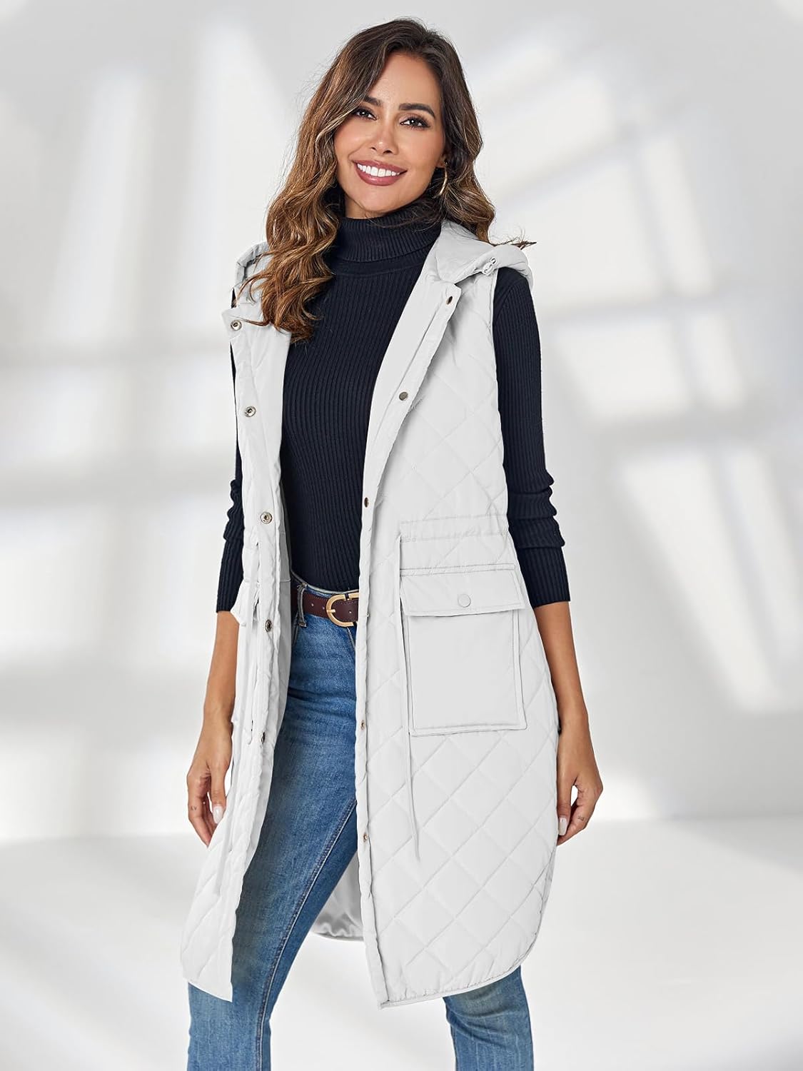 Chaleco largo acolchado mujer
