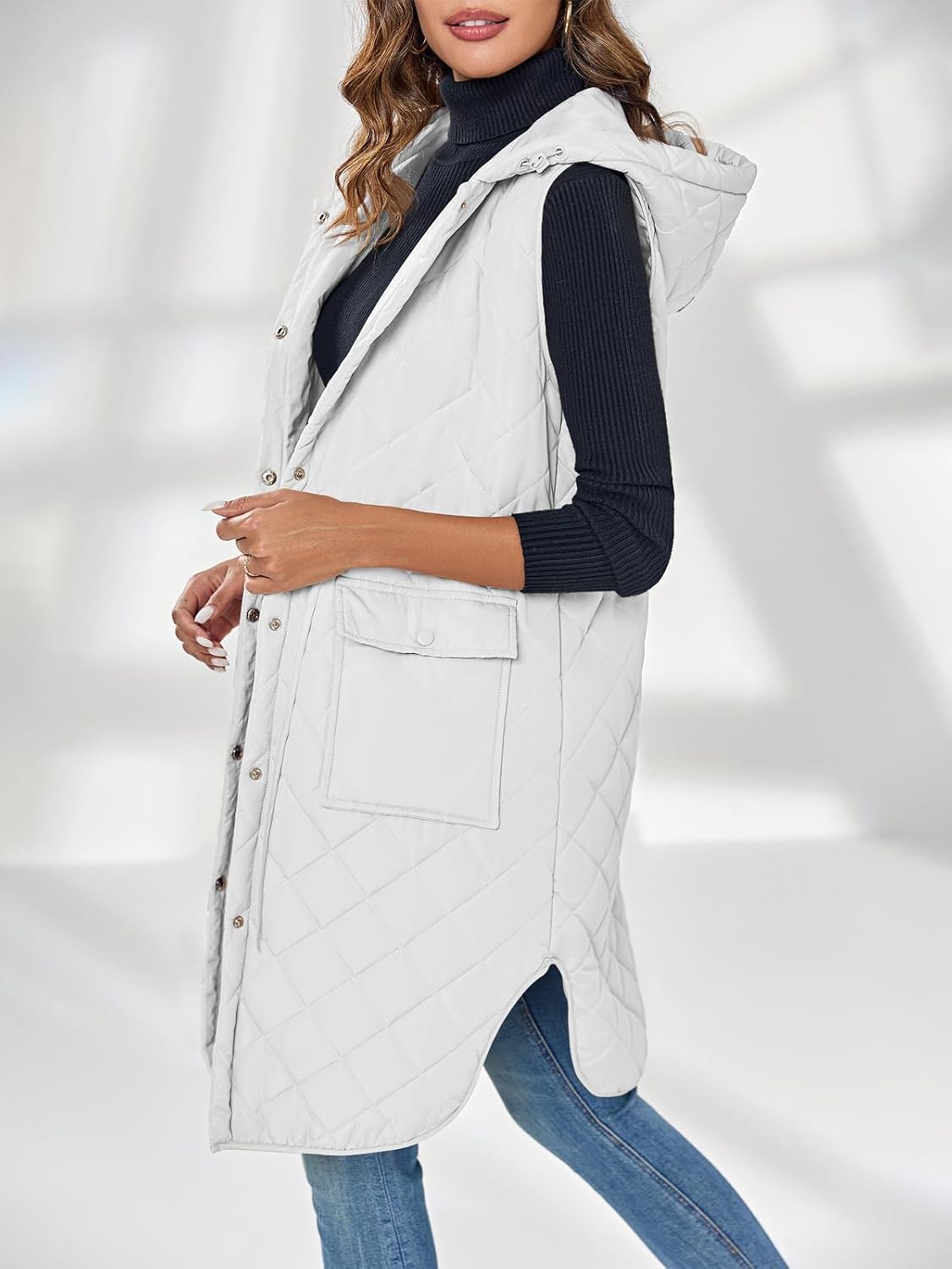Chaleco largo acolchado mujer