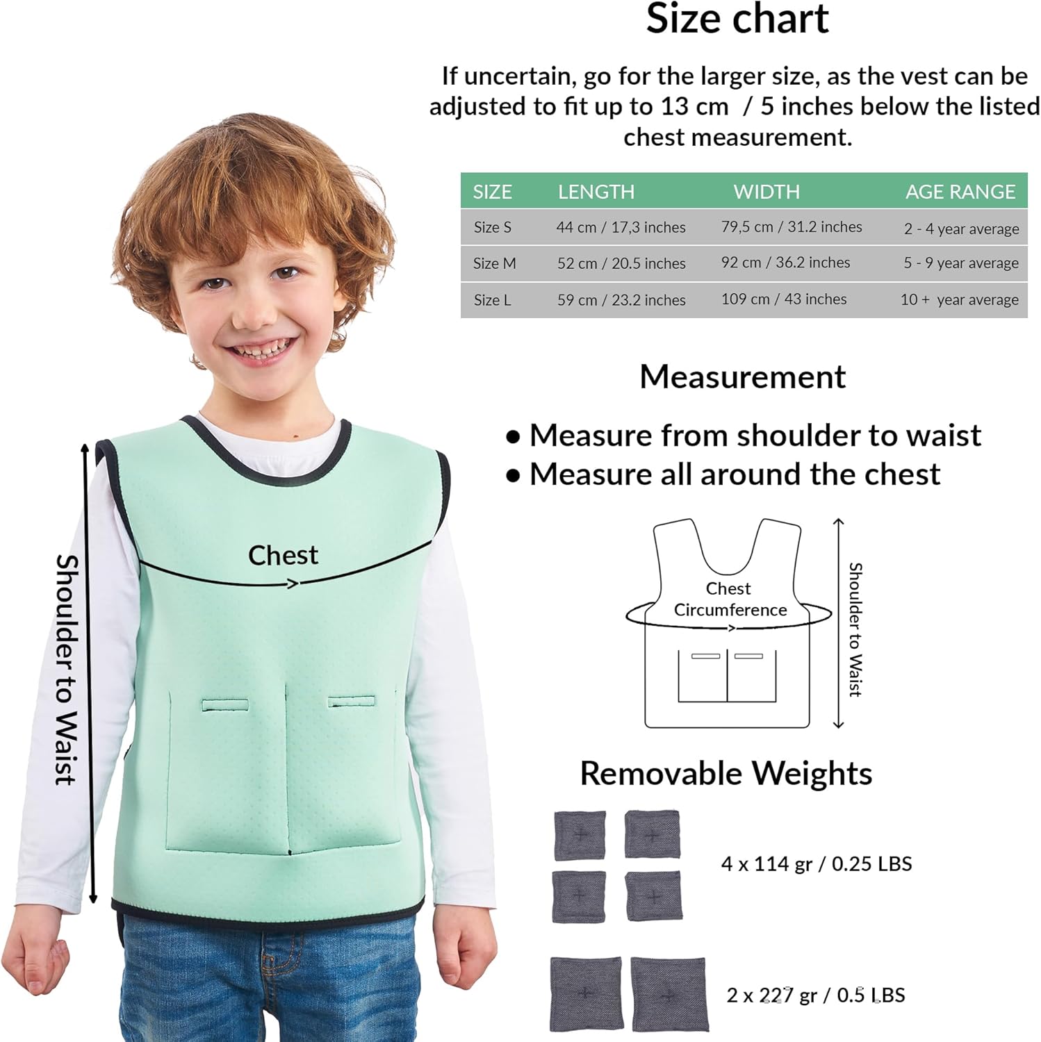 Chaleco lastrado infantil ajustable
