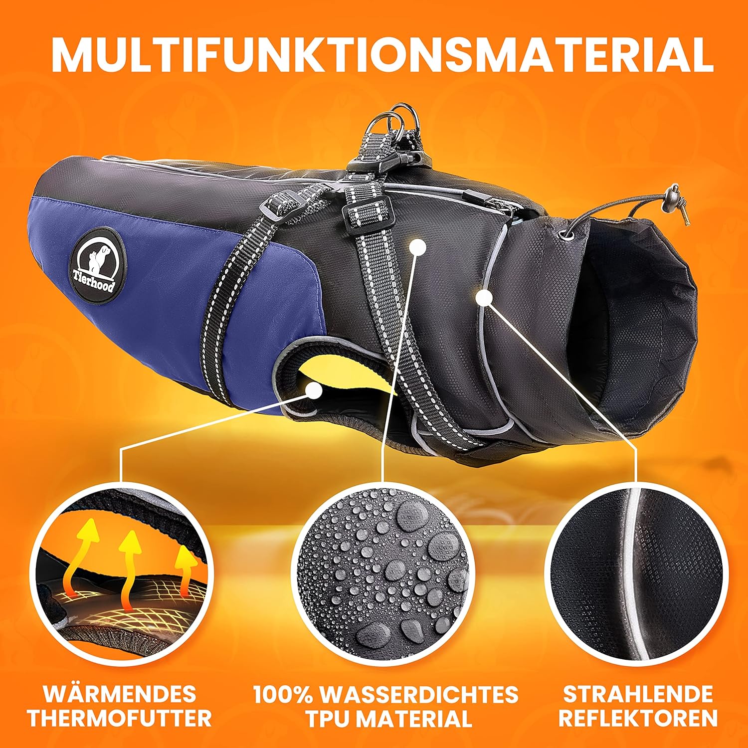 Chubasquero Impermeable Azul para Perros