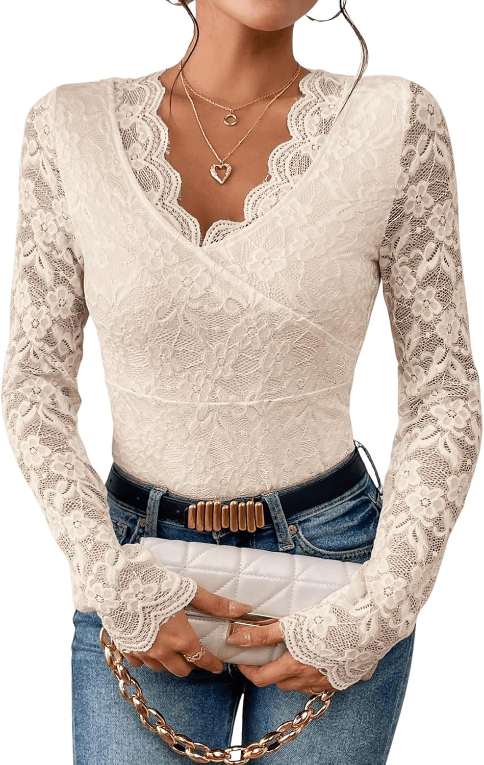 Body de encaje transparente mujer