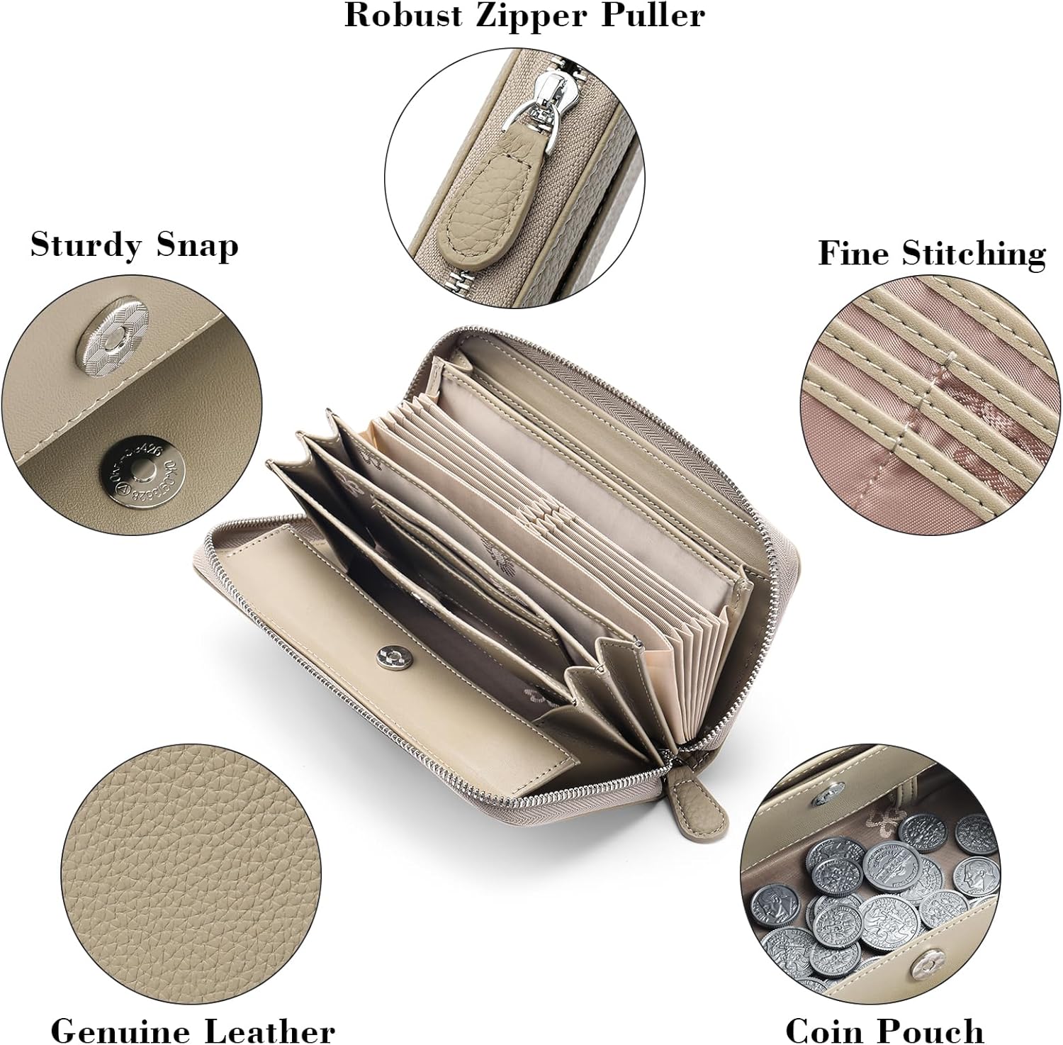 Cartera Mujer Cuero RFID Grande