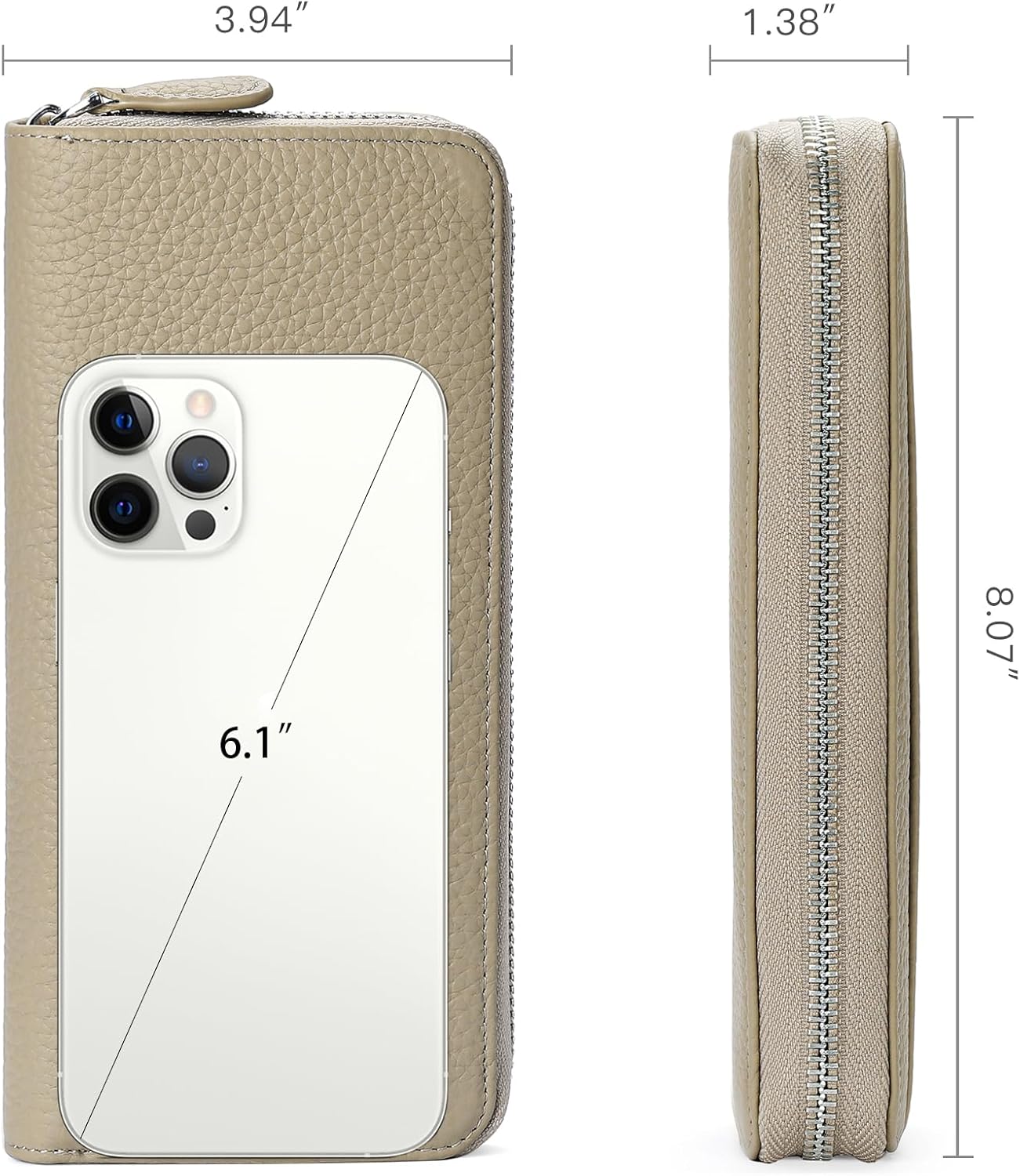 Cartera Mujer Cuero RFID Grande