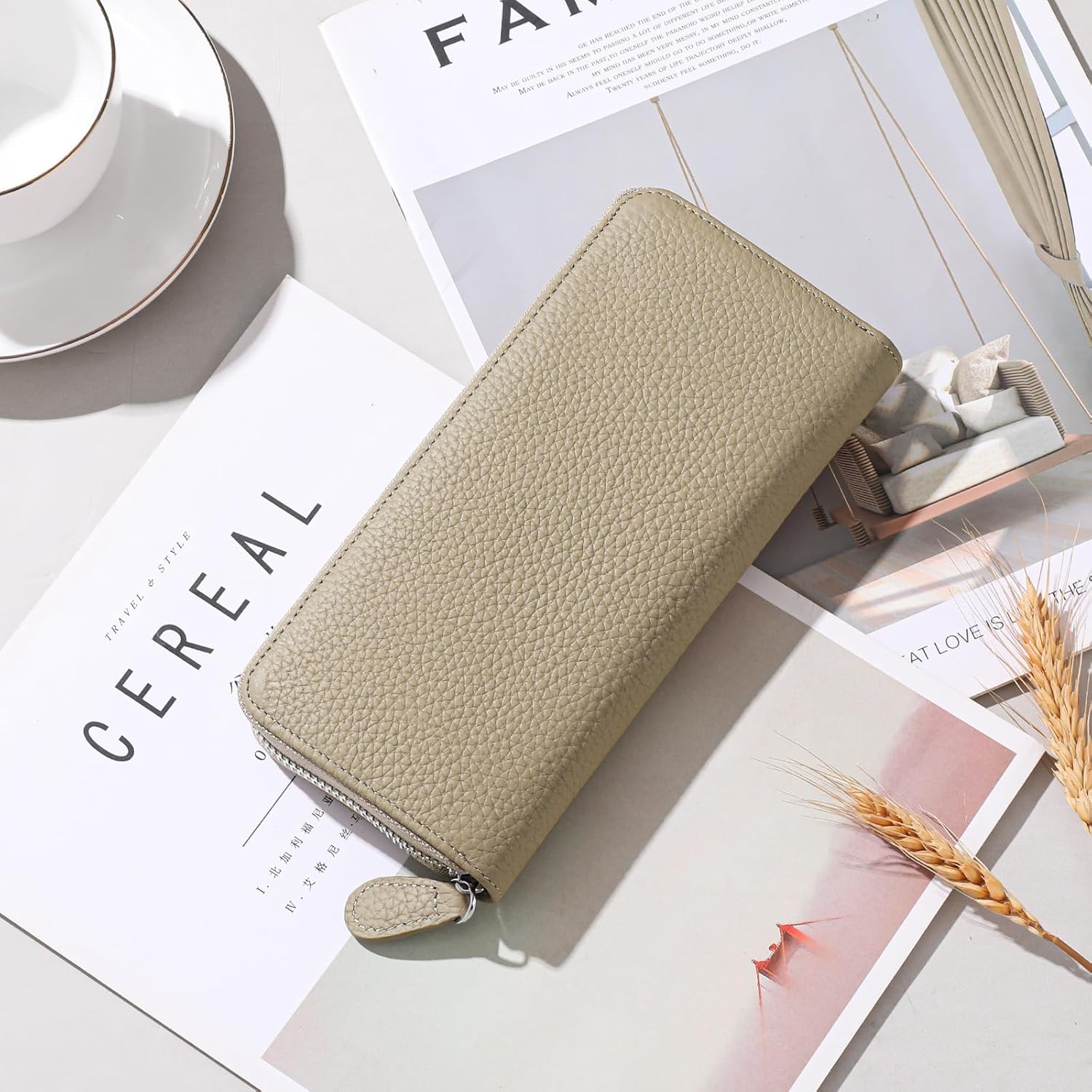 Cartera Mujer Cuero RFID Grande
