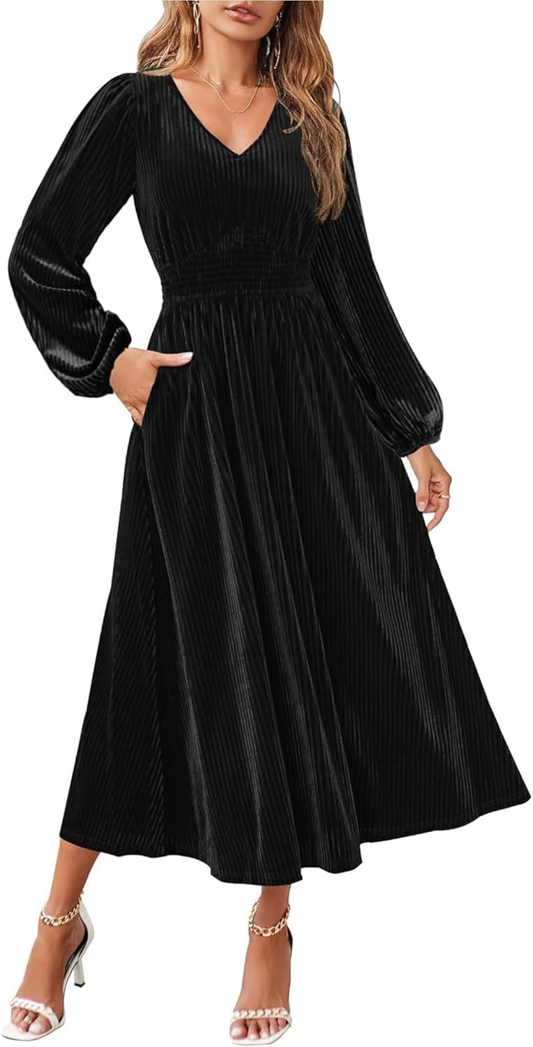 Vestido Midi de Terciopelo S-XL